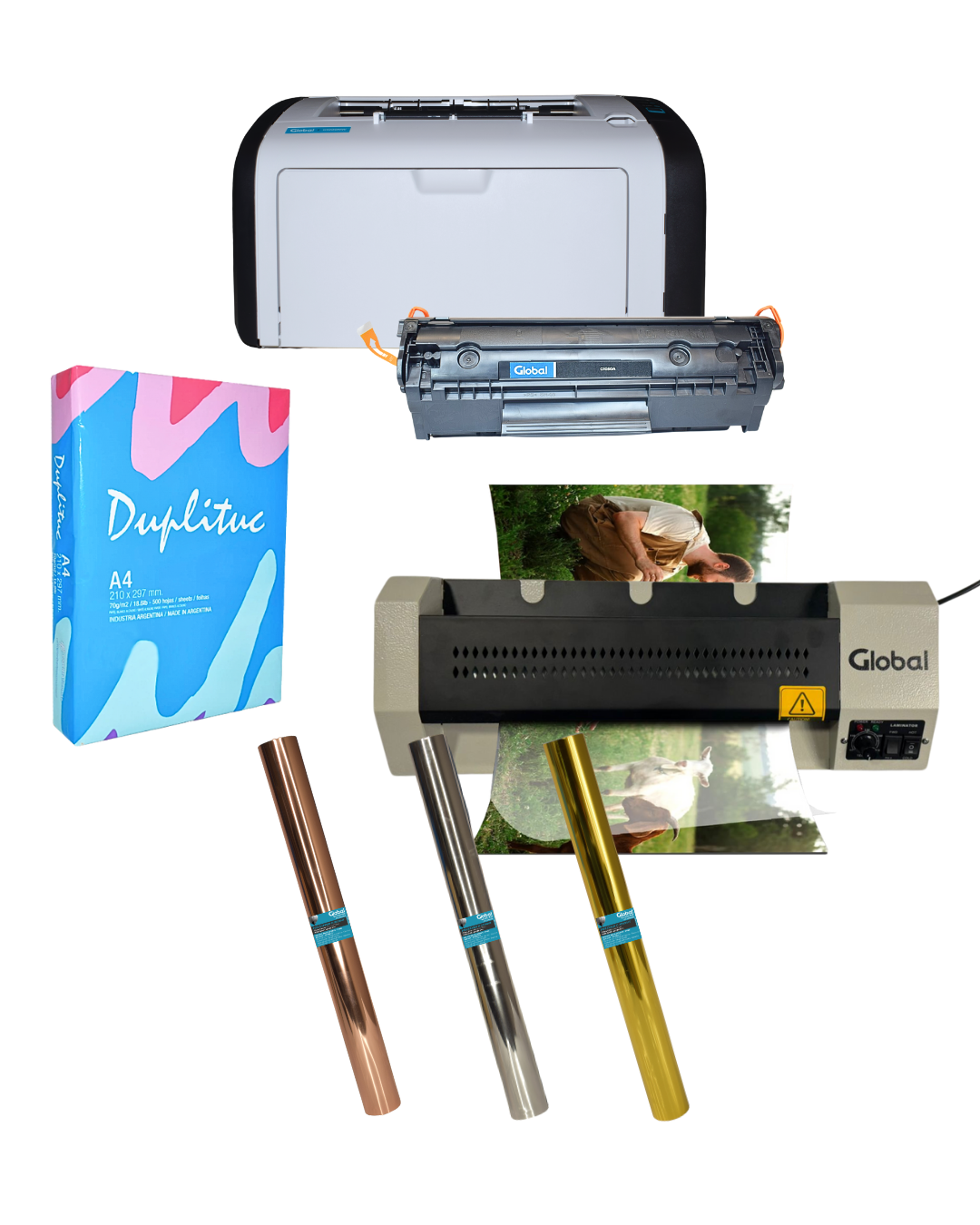 Combo de Impresión : Impresora WiFi + Laminadora + Resma A4 + Foil Metalizado