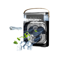 Ventilador con Rociador de Agua Recargable USB con Luz Led de 7 Colores