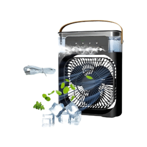 Ventilador con Rociador de Agua Recargable USB con Luz Led de 7 Colores