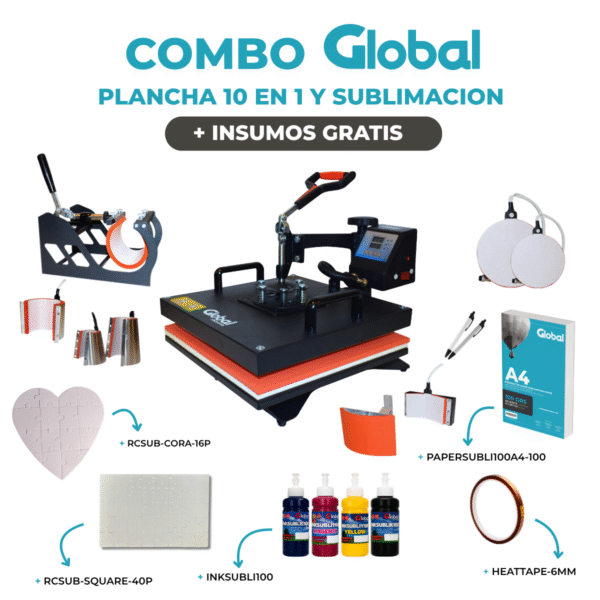 Plancha de calor para Estampar 30x38 10en1 + Regalo Kit inicial de sublimación - Imagen 2