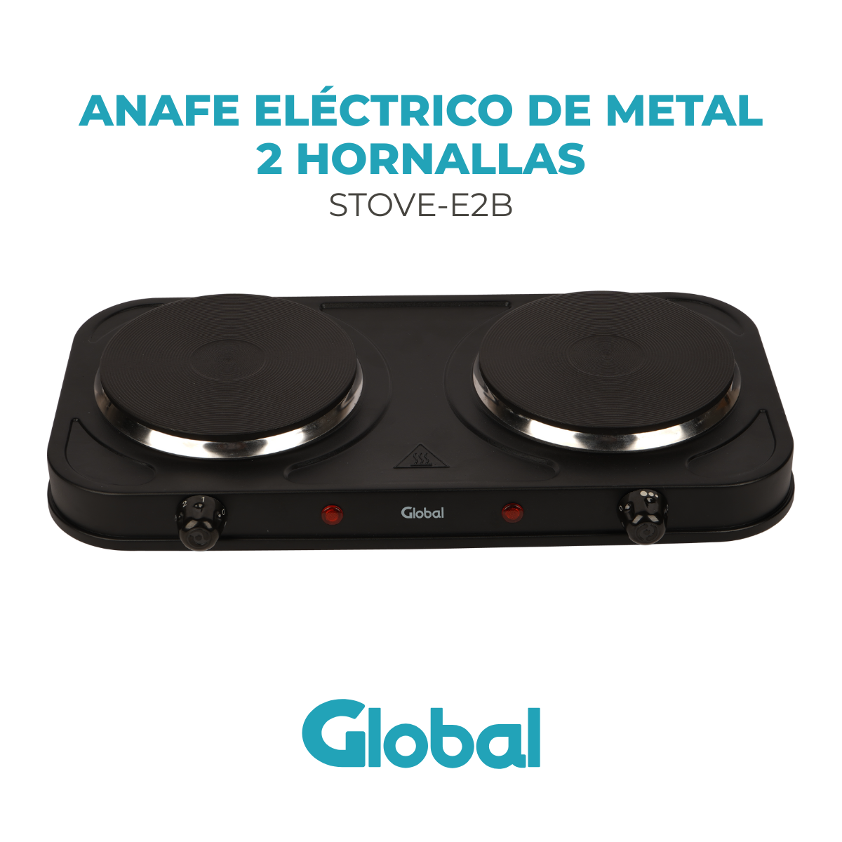 Anafe Eléctrico de Metal 2 Hornallas Potencia 1000+1000W - Imagen 2