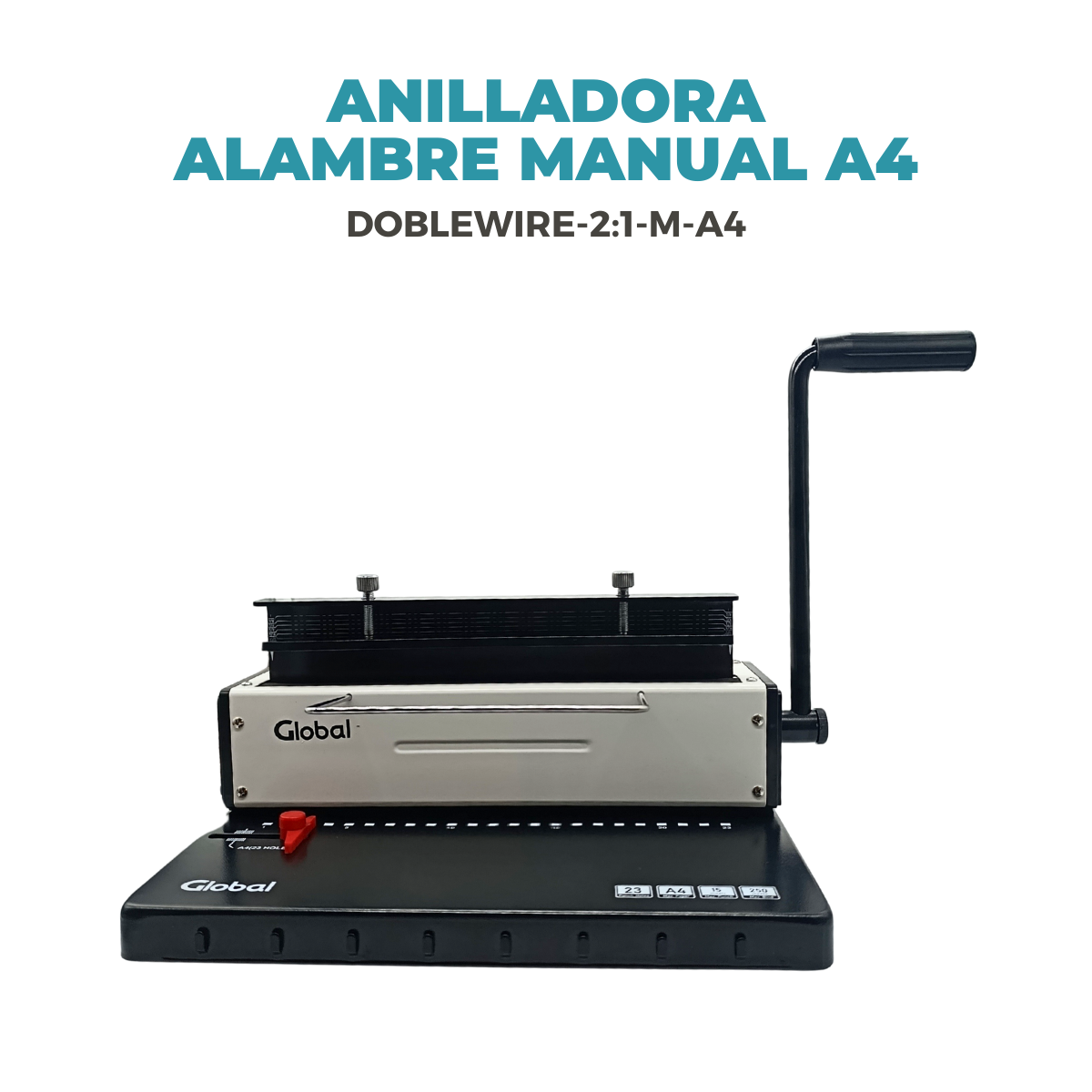 Espiraladora Anilladora Encuadernadora Doble Alambre 2:1 Manual A4 Perfora 15 hojas de 80grs - Imagen 2