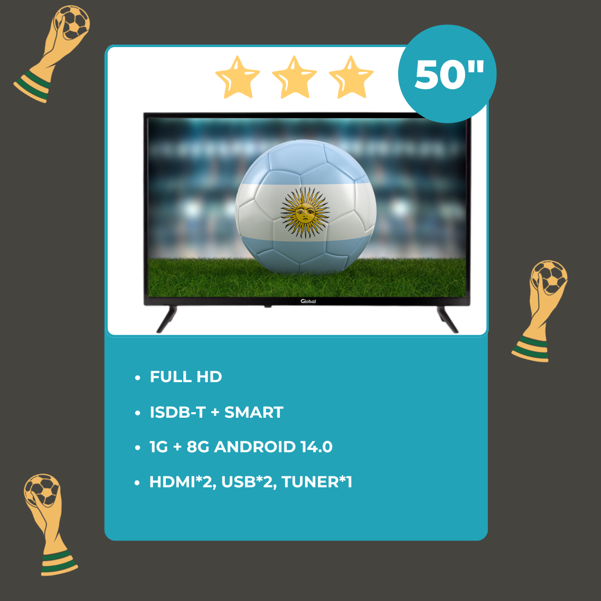 Televisor Smart tv LED 50" Full HD incluye Android 14 TV - Imagen 3