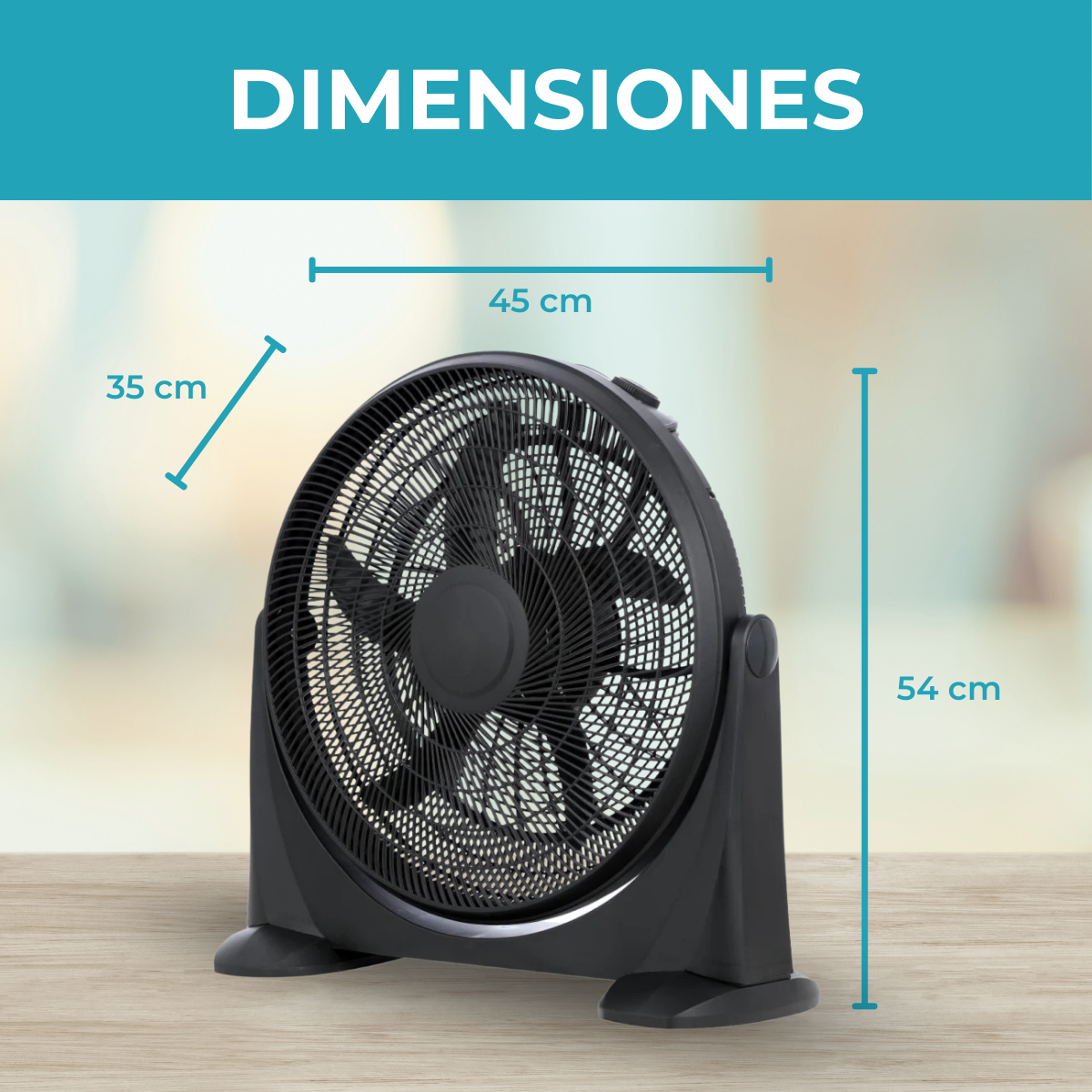 Ventilador de Piso 20" de 5 Aspas Plásticas - 3 Velocidades - 220V 50W - Imagen 4