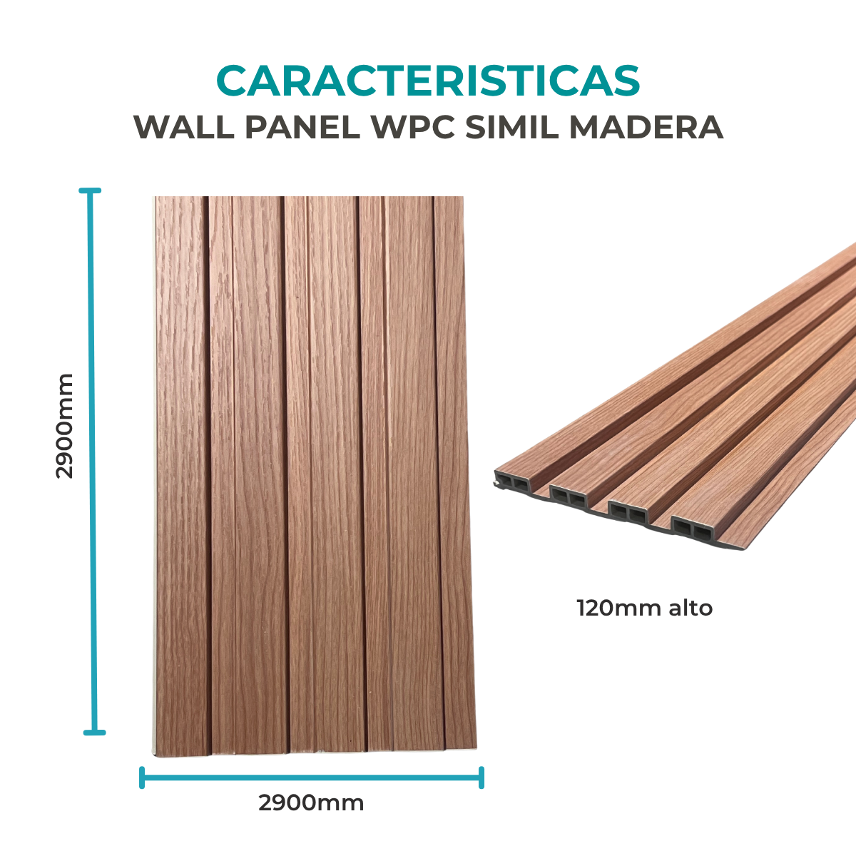 Revestimiento Wpc Panel vinílico Encastrable Color Teca - Imagen 5