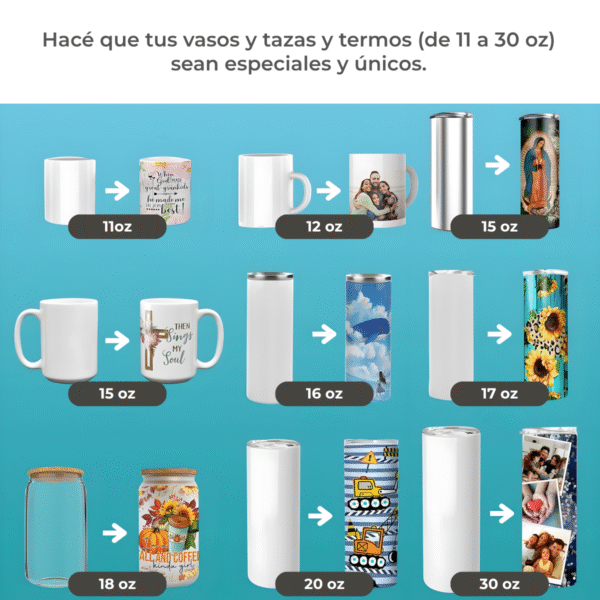 Plancha de Sublimación para Termos/Tazas + Kit para estampar de regalo - Imagen 5