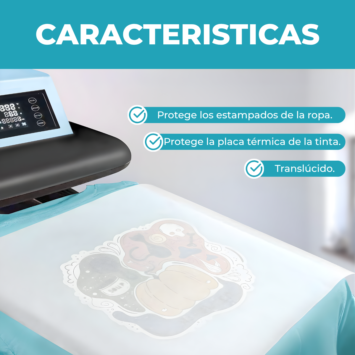 Tela Teflonada Sublimacion Sublimar Estampadora 30x38 - Imagen 5