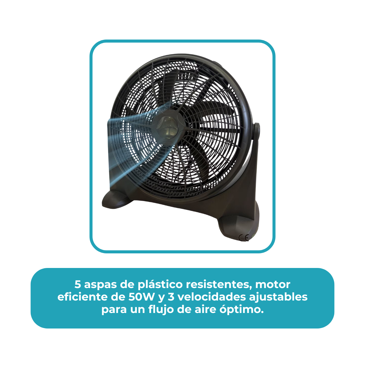 Ventilador de Piso 20" de 5 Aspas Plásticas - 3 Velocidades - 220V 50W - Imagen 7