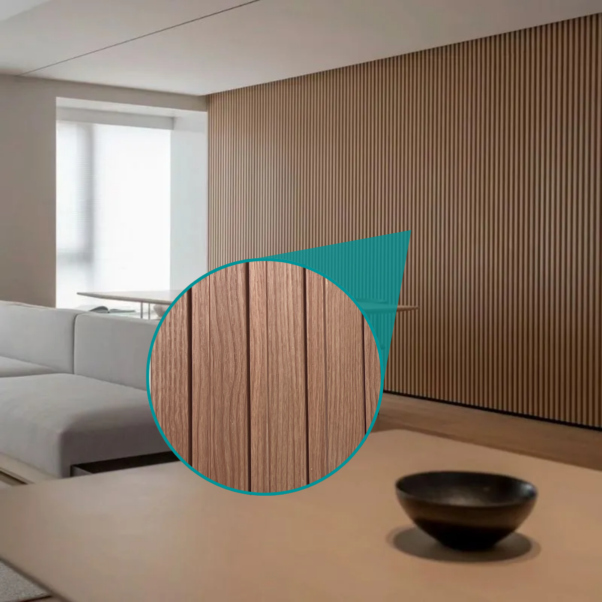 Revestimiento Wpc Panel vinílico Encastrable Color Teca - Imagen 8