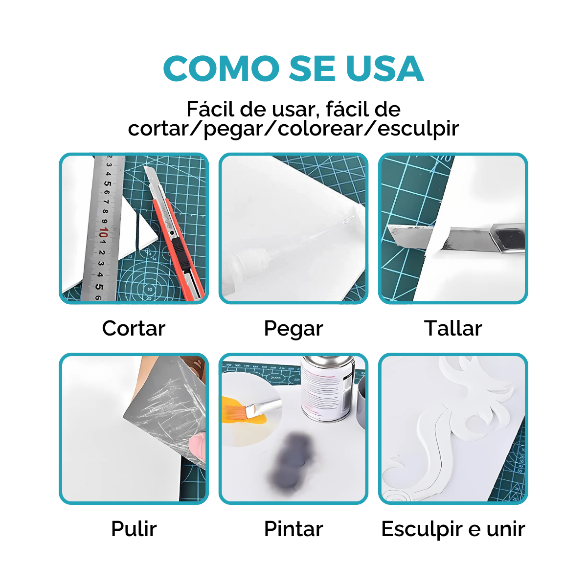 Placa de PVC Espumado Blanco con Film protector y Densidad de 0,5g/cm con Tratamiento UV Rígido x Caja - Imagen 6