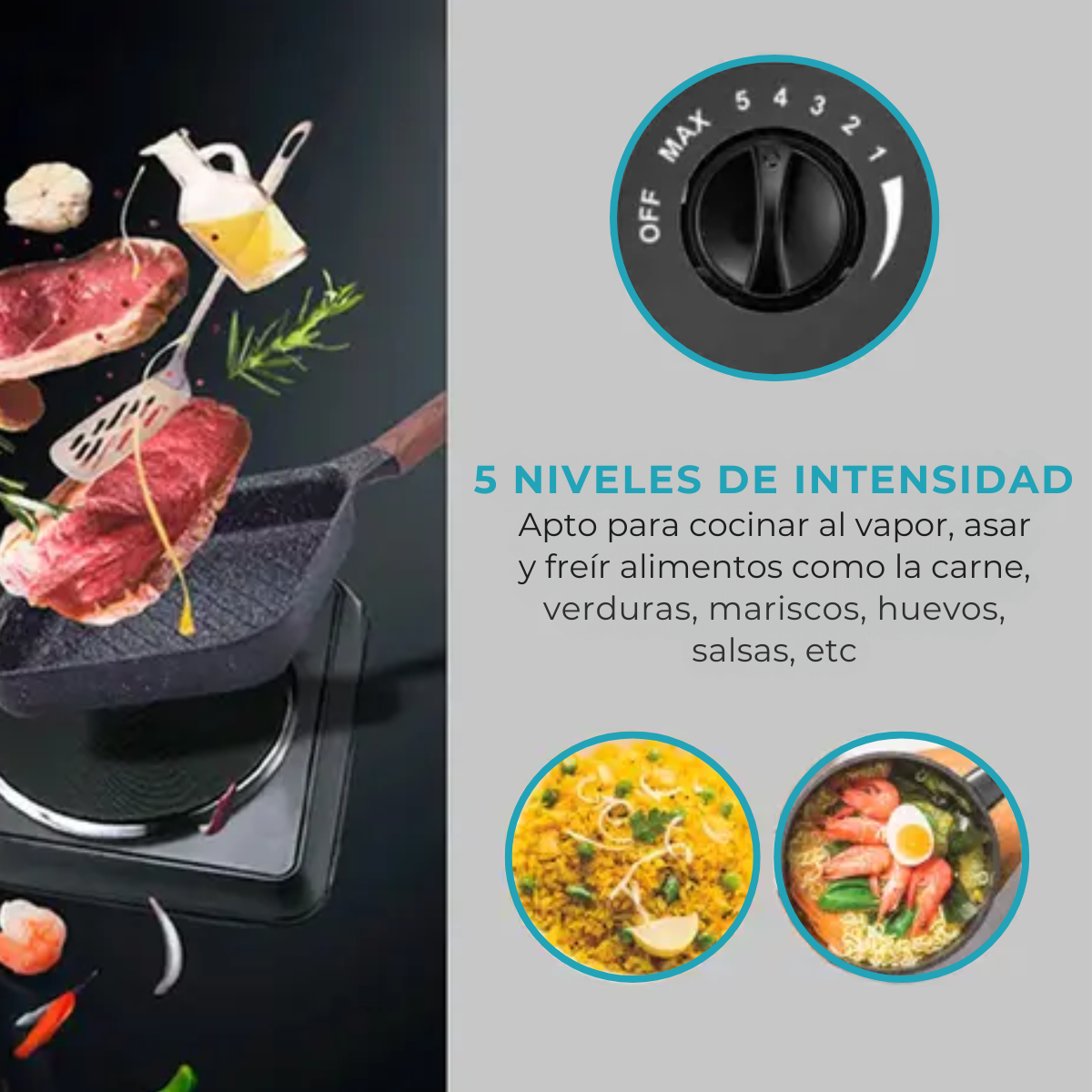 Anafe Eléctrico de Metal 2 Hornallas Potencia 1000+1000W - Imagen 8