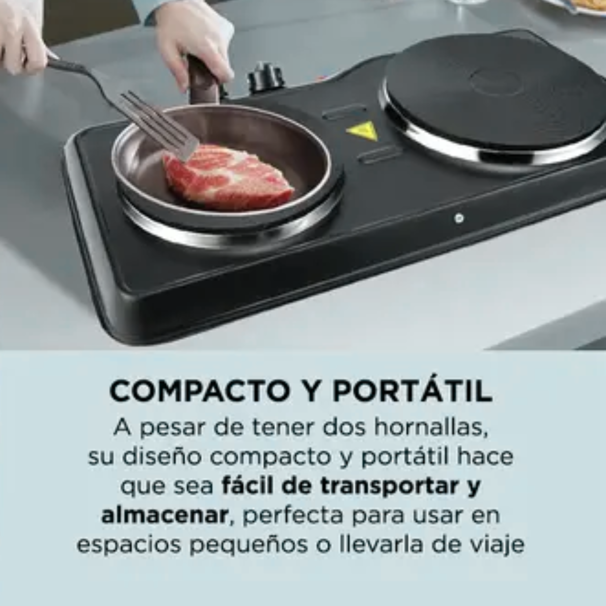 Anafe Eléctrico de Metal 2 Hornallas Potencia 1000+1000W - Imagen 9