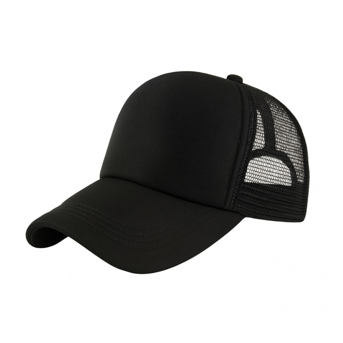 Gorra Sublimable Trucker Camionera con Visera de Polyester Talle Unico Regulable para Sublimado / Bordado / Vinilo / Otros Color TODA Negra - Global Electronics (Caja x 300)