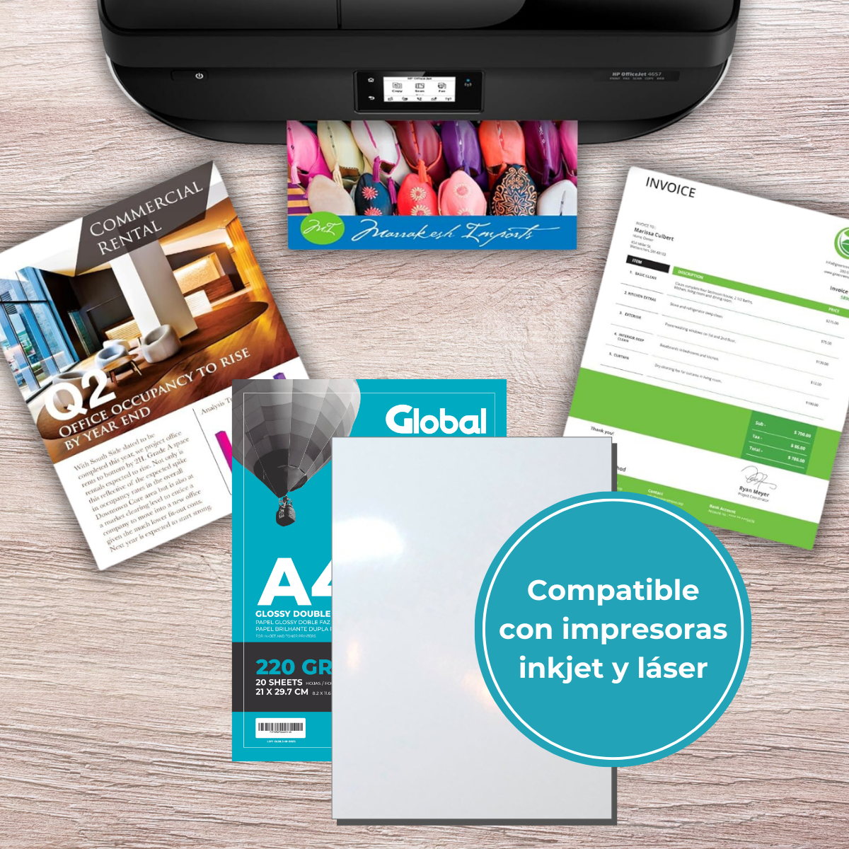 Papel Glossy A4 Doble Faz de 220 Grs - Resma de 20 hojas - Imagen 10