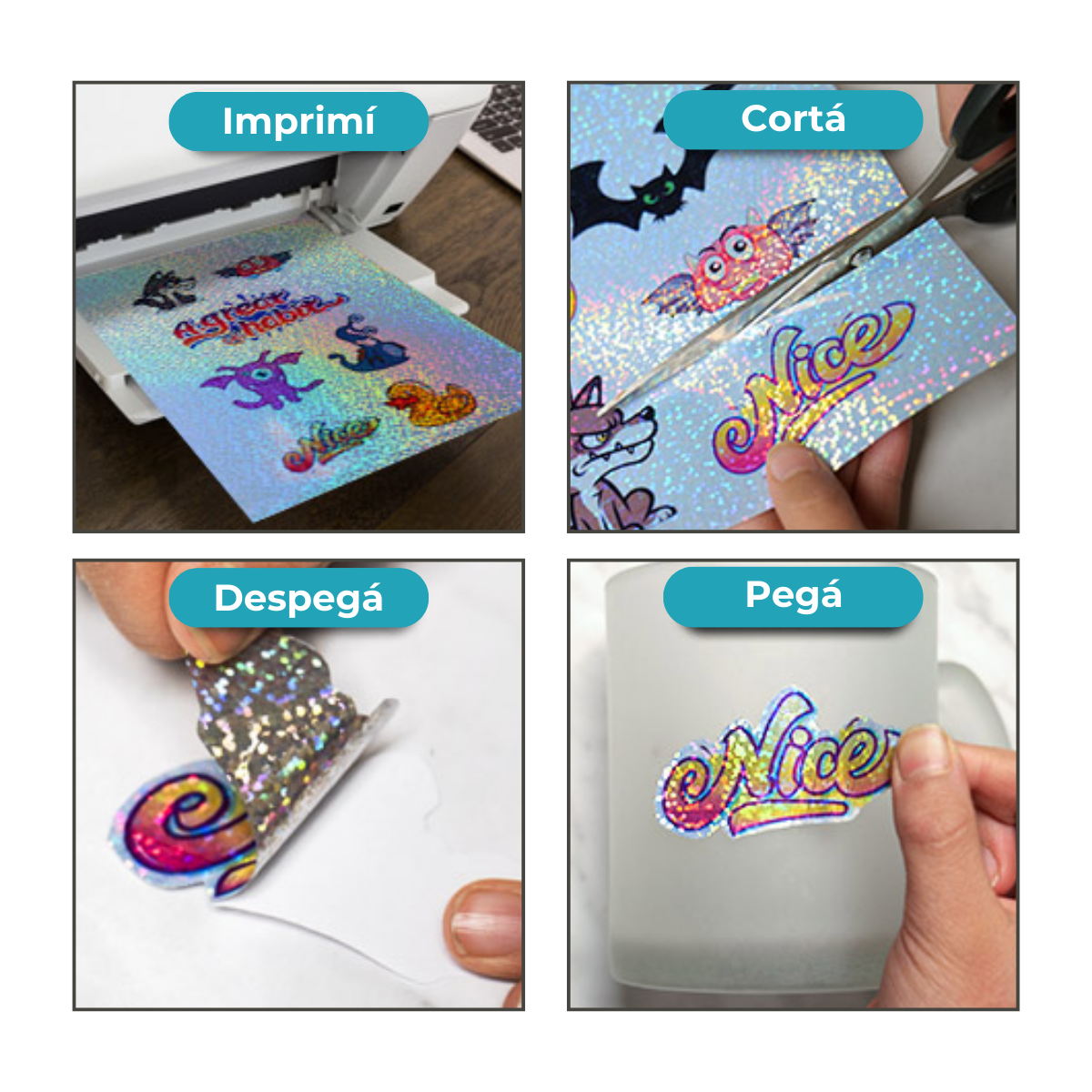 Papel Holográfico A4 Autoadhesivo 180 Grs - Efecto Piel Serpiente - Resma de 100 hojas - Imagen 10