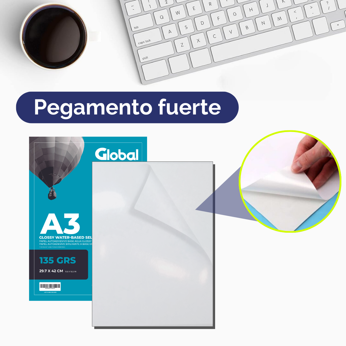 Papel Autoadhesivo A3 Glossy 135 gr - Resma de 20 hojas - Imagen 10