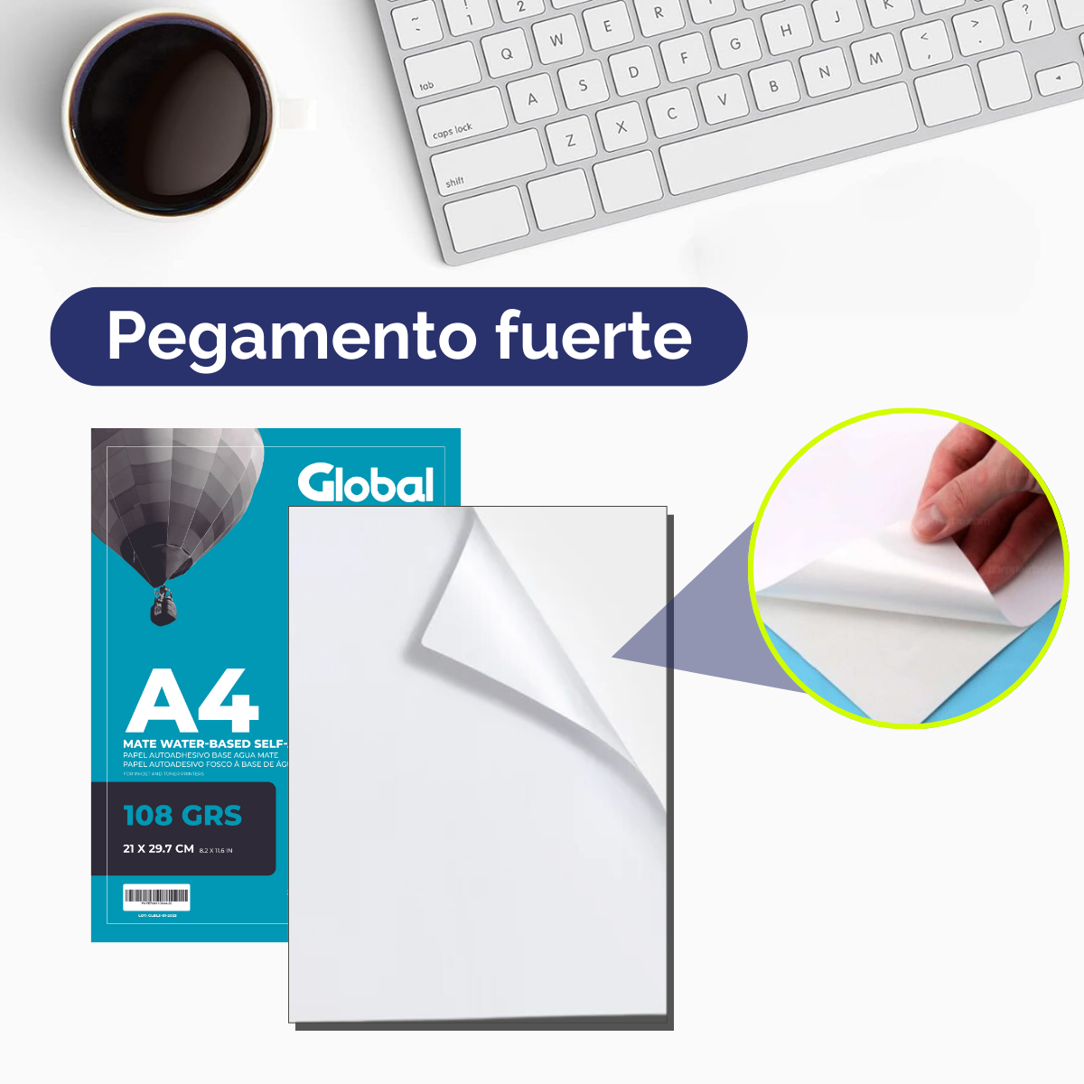 Papel Autoadhesivo A4 Mate de 108 Grs - Resma de 20 hojas - Imagen 11