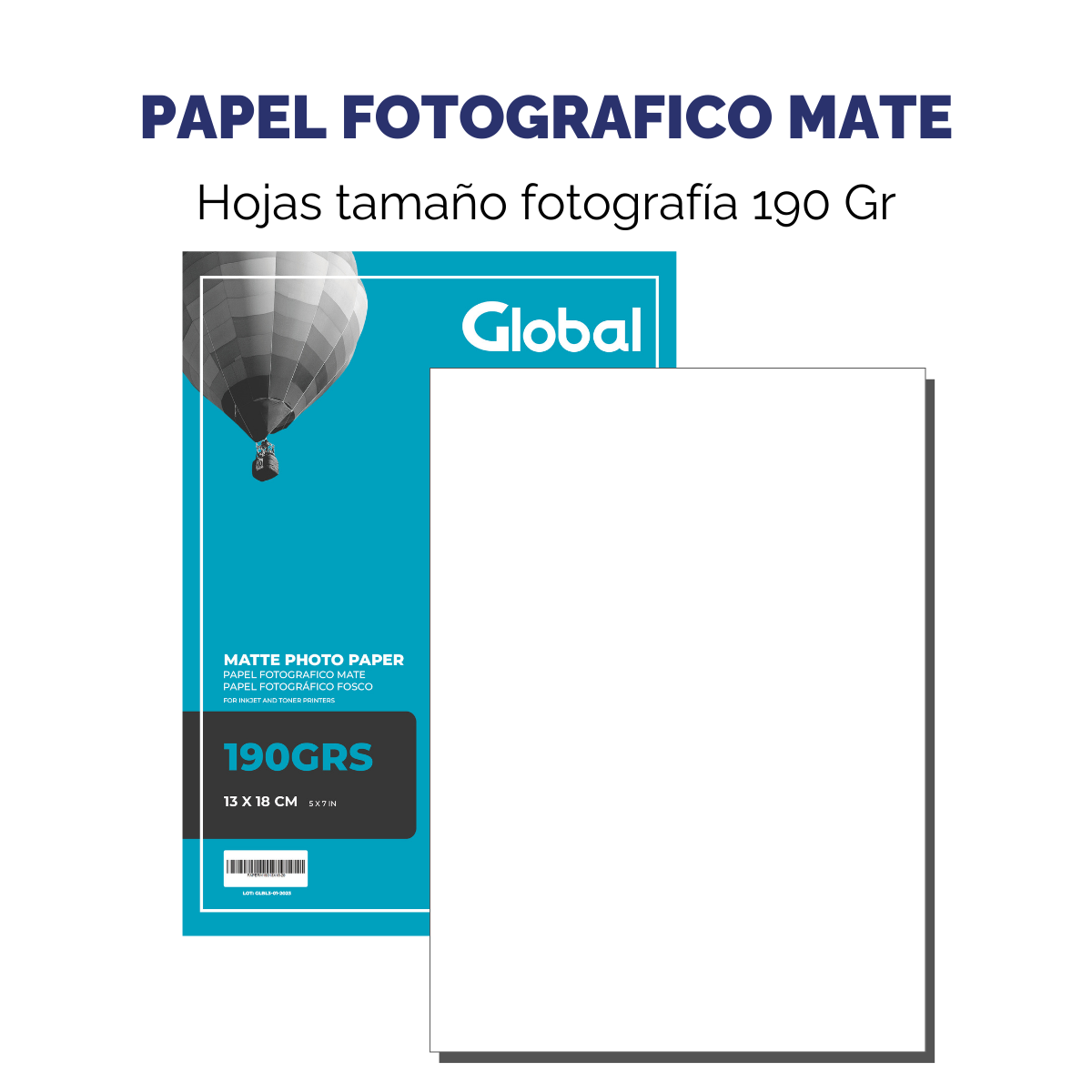 Papel Mate 5R (130 x 180 mm) tamaño para fotografía de 190 Grs - Resma de 20 hojas - Imagen 2