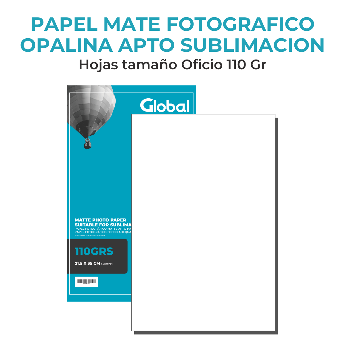 Papel Mate Fotográfico Legal Oficio de 110 Grs - Resma de 20 hojas - Imagen 2