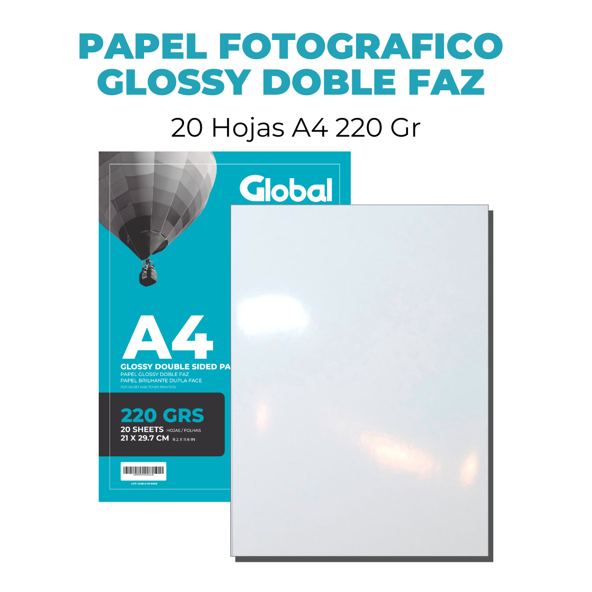 Papel Glossy A4 Doble Faz de 220 Grs - Resma de 20 hojas - Imagen 2
