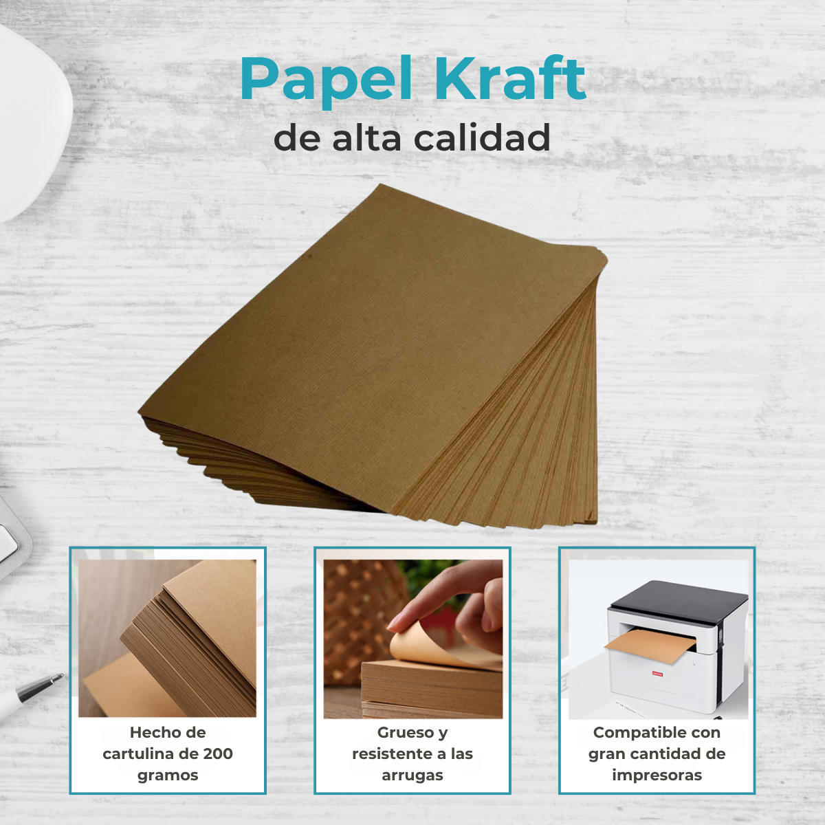 Papel Kraft A4 de 200 Grs - Resma de 20 hojas - Imagen 3
