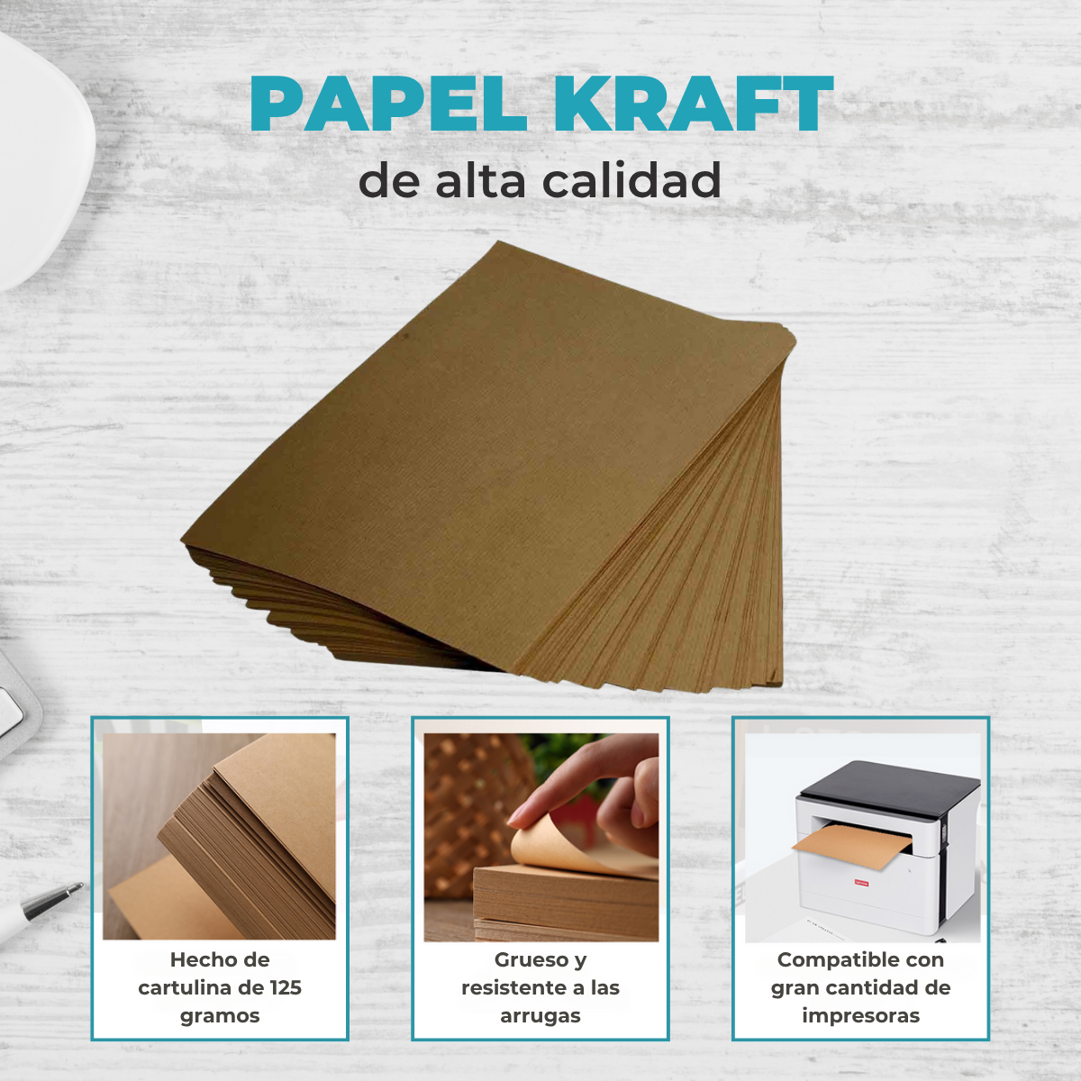 Papel Kraft A4 de 125 Gr - Resma de 20 hojas - Imagen 3