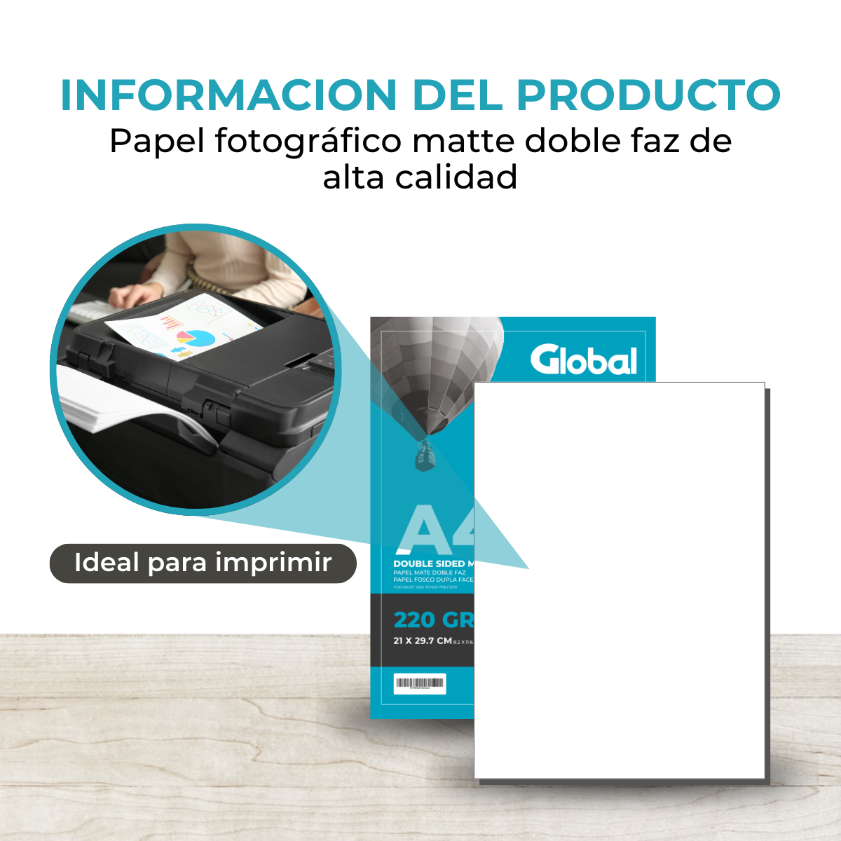 Papel Opalina Mate Doble Faz A4 de 220 Grs - Resma de 20 hojas - Imagen 4