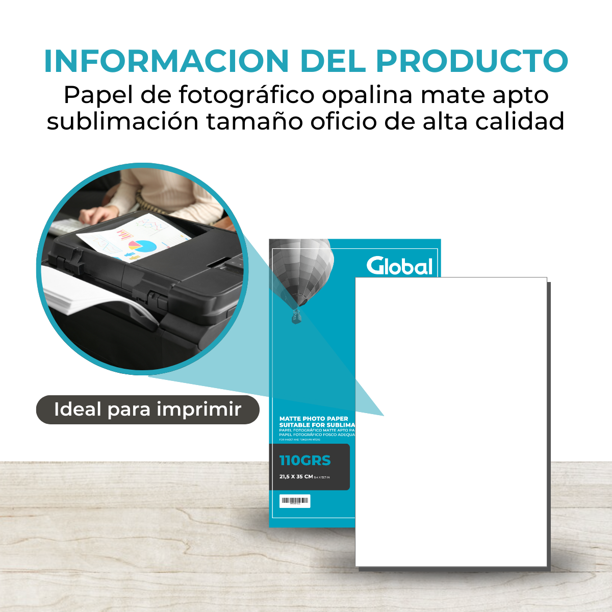 Papel Mate Fotográfico Legal Oficio de 110 Grs - Resma de 20 hojas - Imagen 4