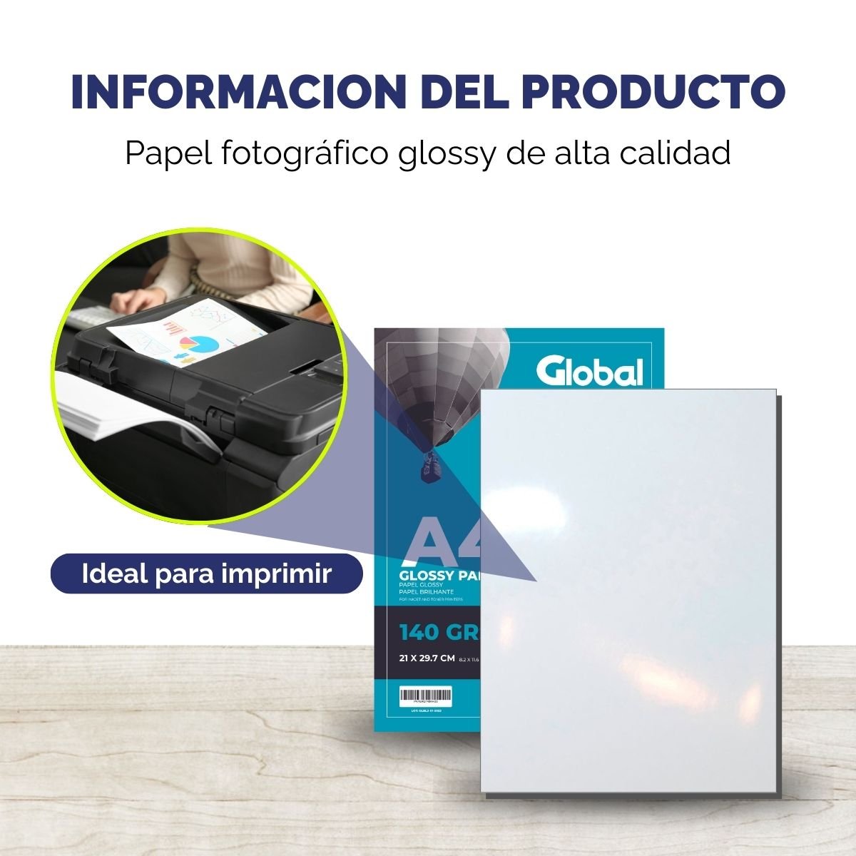 Papel Glossy A4 de 140 Grs - Resma de 20 hojas - Imagen 4