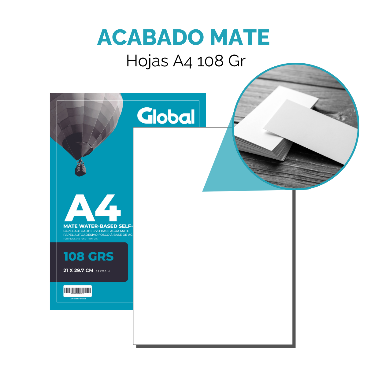 Papel Autoadhesivo A4 Mate de 108 Grs - Resma de 20 hojas - Imagen 5
