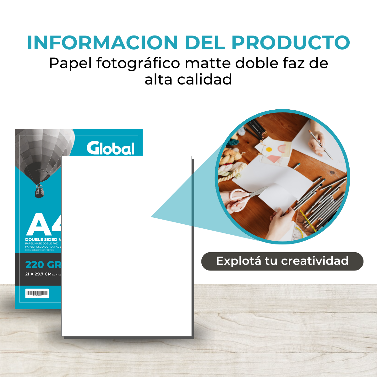 Papel Opalina Mate Doble Faz A4 de 220 Grs - Resma de 20 hojas - Imagen 5