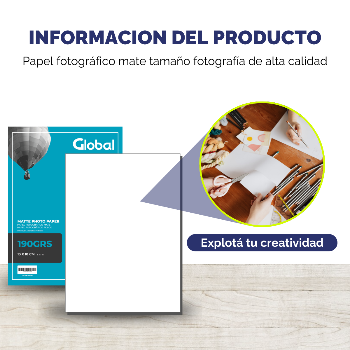 Papel Mate 5R (130 x 180 mm) tamaño para fotografía de 190 Grs - Resma de 20 hojas - Imagen 5