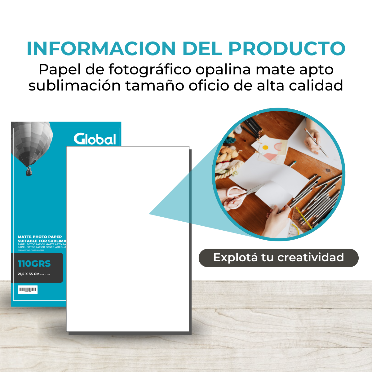 Papel Mate Fotográfico Legal Oficio de 110 Grs - Resma de 20 hojas - Imagen 5