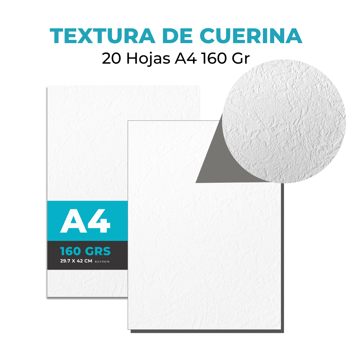 Papel Autoadhesivo Blanco Tipo Cuerina A4 160grs Resma de 20 hojas - Imagen 5