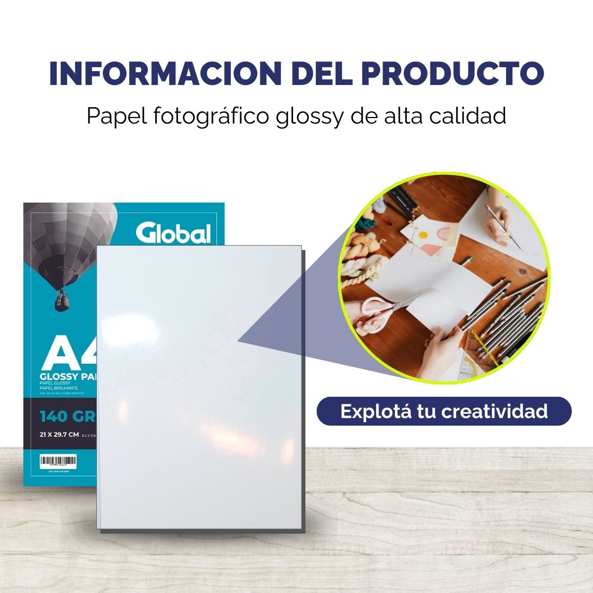 Papel Glossy A4 de 140 Grs - Resma de 20 hojas - Imagen 5