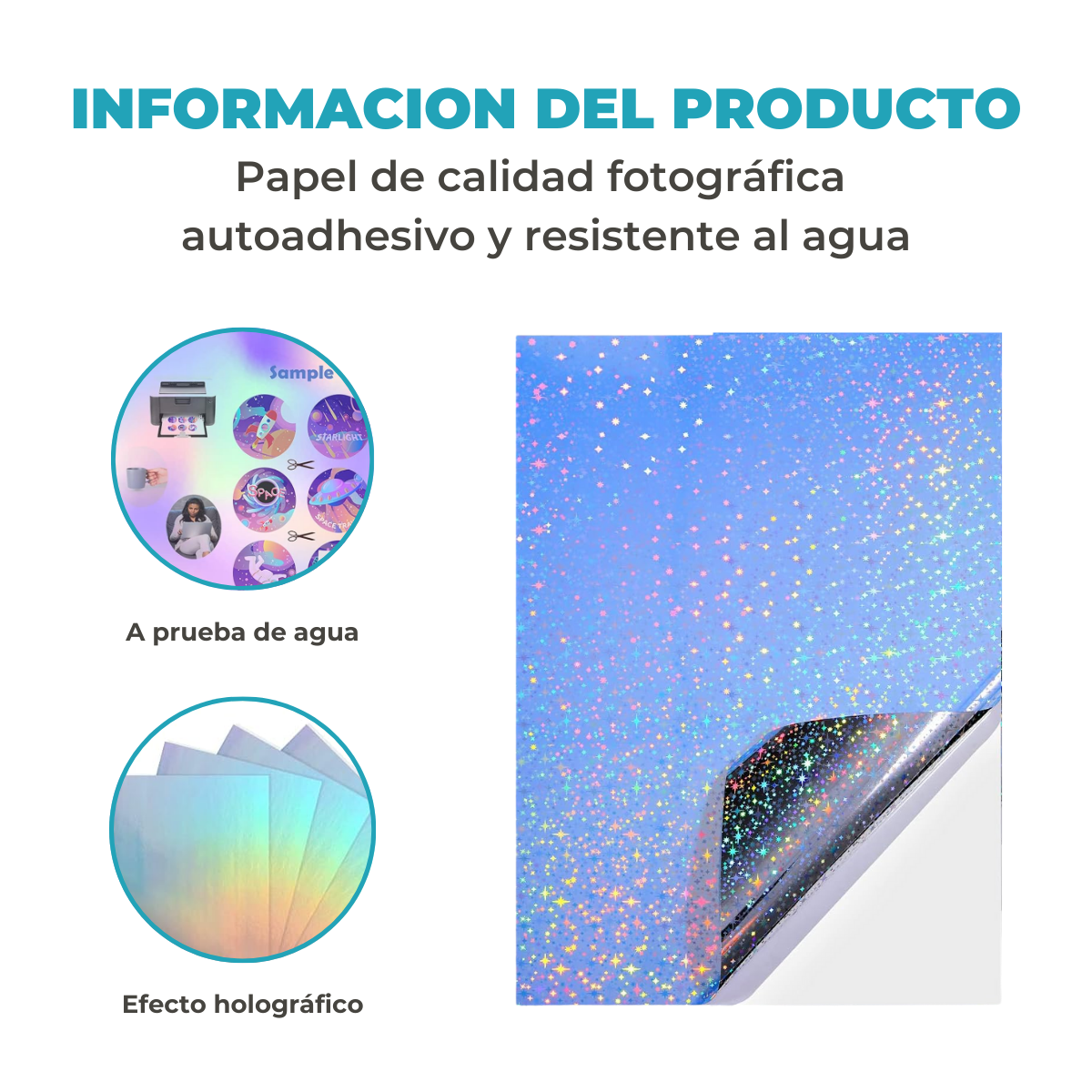 Papel Holográfico A4 Autoadhesivo 180 Grs - Efecto Piel Serpiente - Resma de 100 hojas - Imagen 6