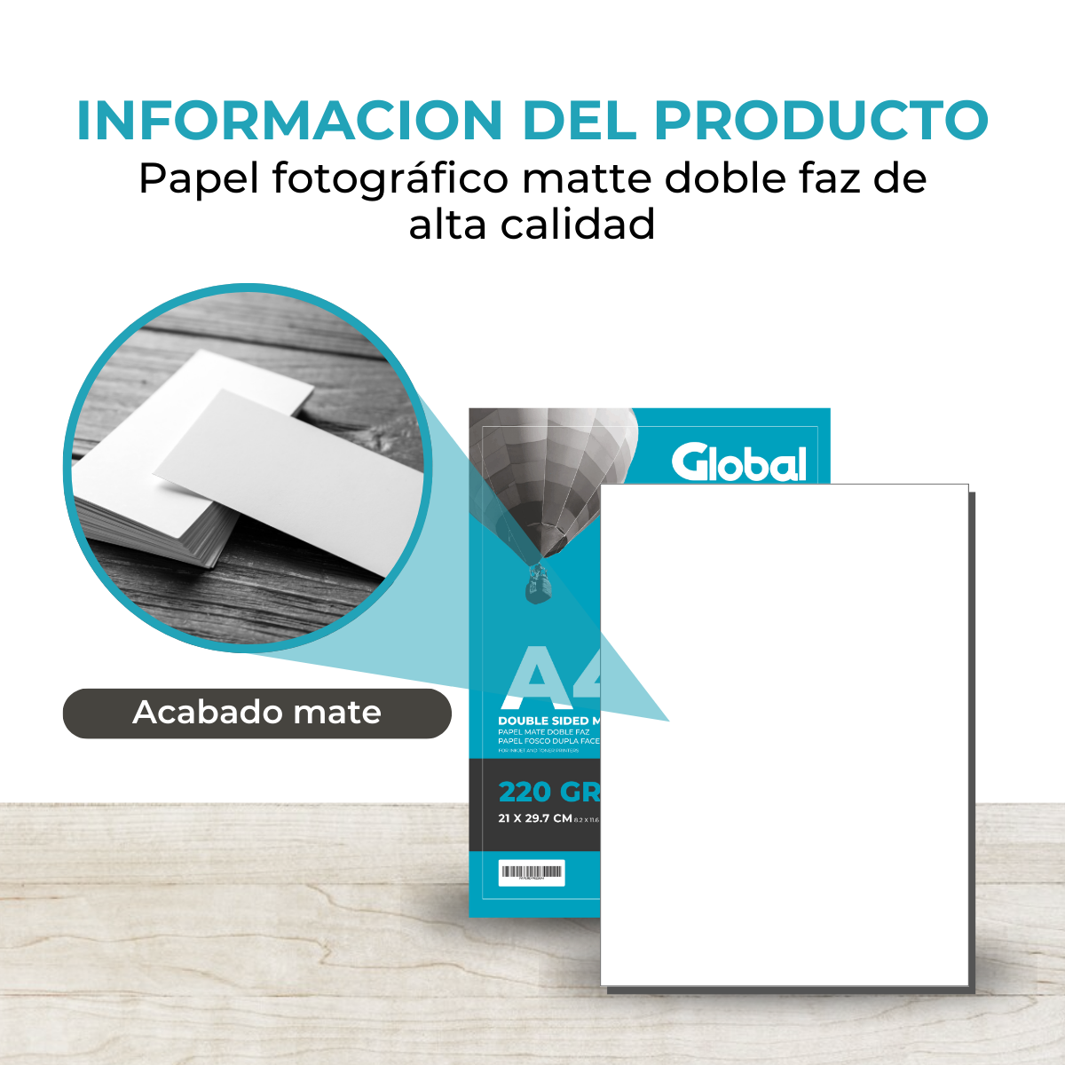 Papel Opalina Mate Doble Faz A4 de 220 Grs - Resma de 20 hojas - Imagen 6