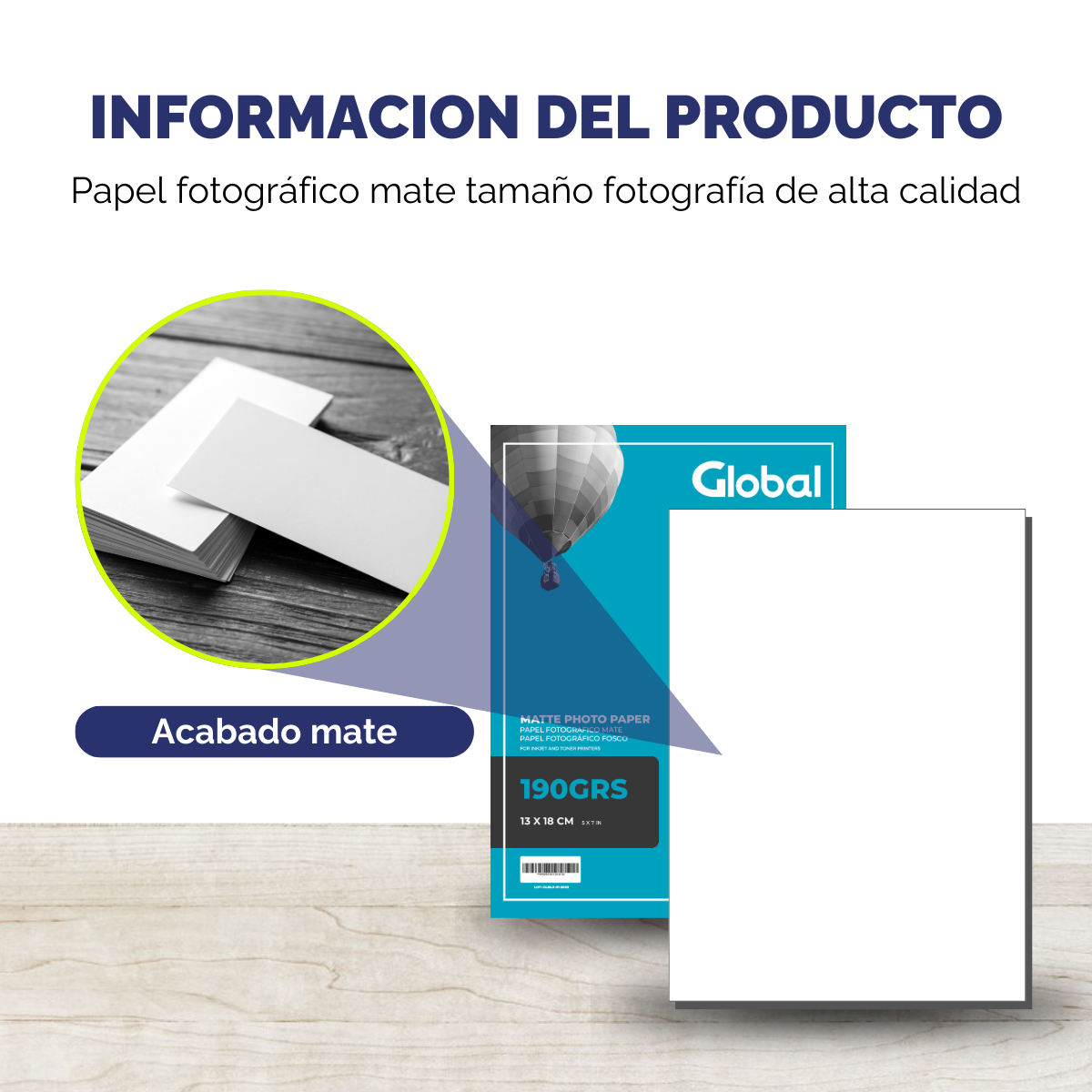 Papel Mate 5R (130 x 180 mm) tamaño para fotografía de 190 Grs - Resma de 20 hojas - Imagen 6