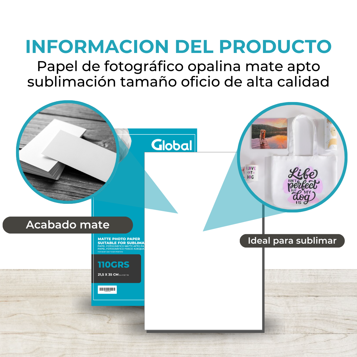 Papel Mate Fotográfico Legal Oficio de 110 Grs - Resma de 20 hojas - Imagen 6