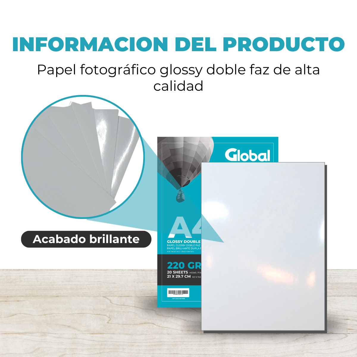 Papel Glossy A4 Doble Faz de 220 Grs - Resma de 20 hojas - Imagen 6