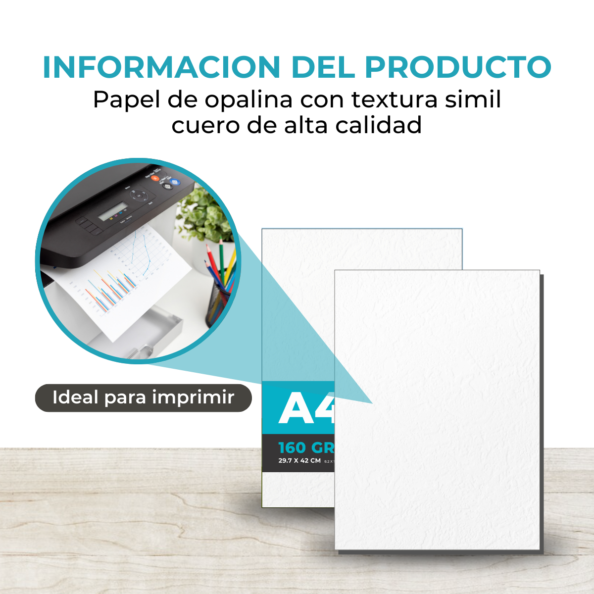 Papel Autoadhesivo Blanco Tipo Cuerina A4 160grs Resma de 20 hojas - Imagen 6