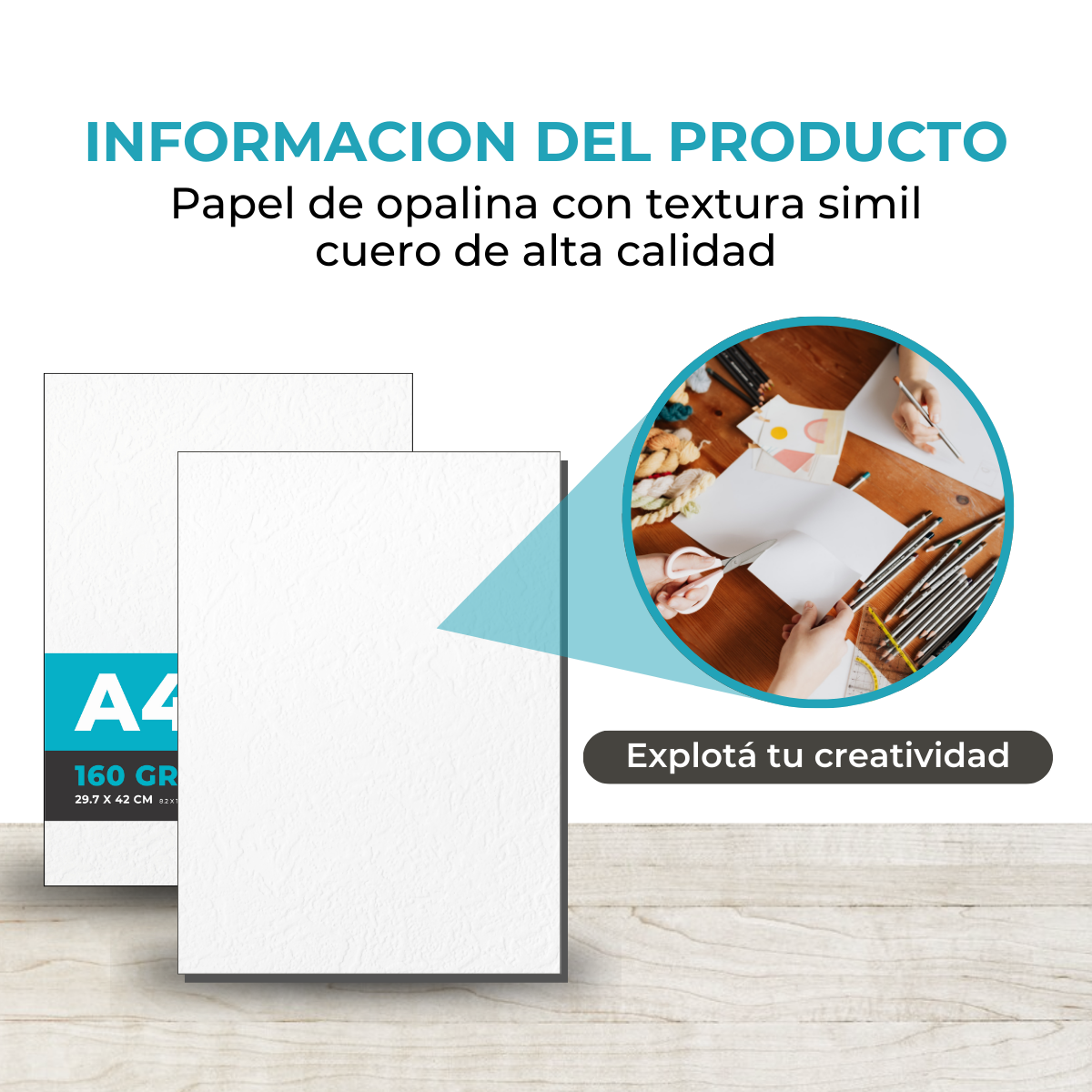 Papel Autoadhesivo Blanco Tipo Cuerina A4 160grs Resma de 20 hojas - Imagen 7