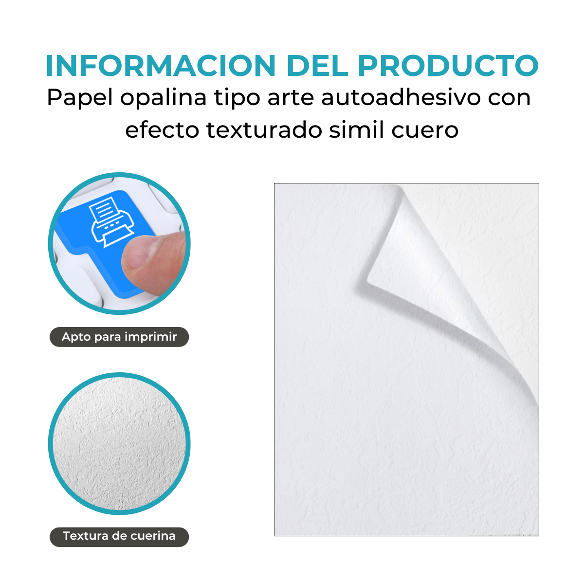 Papel Autoadhesivo Blanco Tipo Cuerina A4 160grs Resma de 20 hojas - Imagen 8