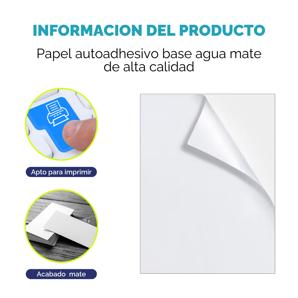 Papel Autoadhesivo A4 Mate de 108 Grs - Resma de 20 hojas - Imagen 8