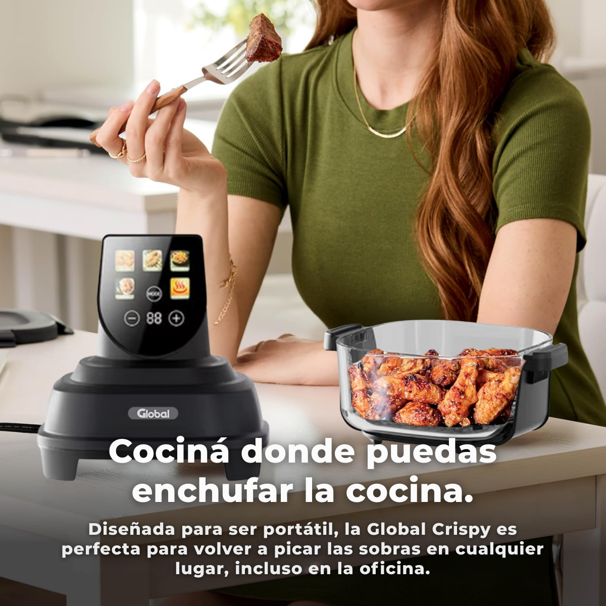 Airfryer Crispi Display Color Programable 4L + 1,5L Vidrio Templado 1500W - Imagen 11