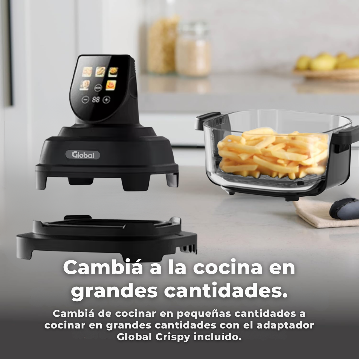 Airfryer Crispi Display Color Programable 4L + 1,5L Vidrio Templado 1500W - Imagen 12