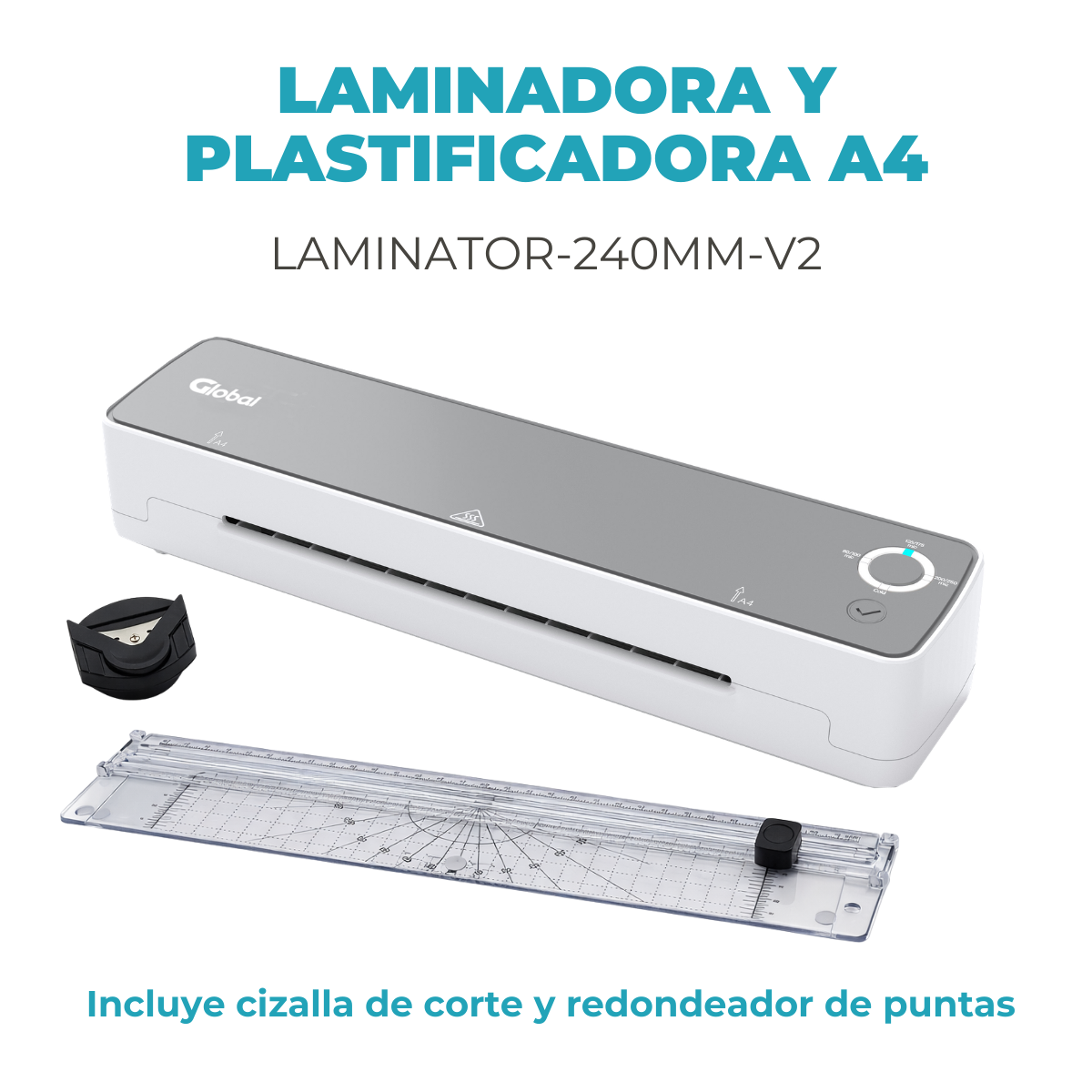 Laminadora Y Plastificadora En Caliente Y Frío A4 240mm con Cizalla y Redondeadora Incluída - Imagen 2
