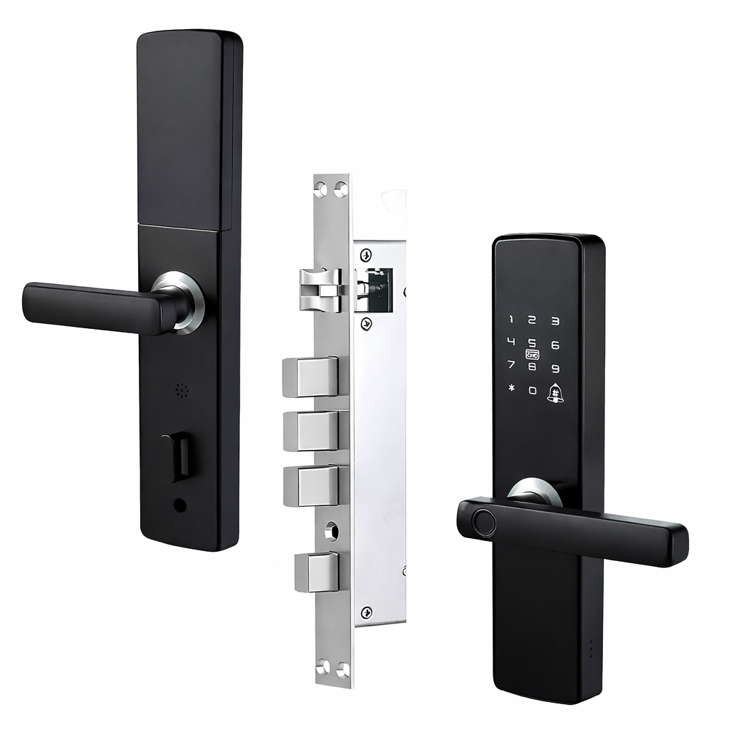 Cerradura Inteligente Electronica con Apertura por App Tuya / Wifi / Clave / Tarjeta / Huella y Llave con Cerrojo 6068 Acepta +300 Usuarios Apto Puertas 5cm Espesor (4 Baterias AA No Incluidas) - Imagen 3