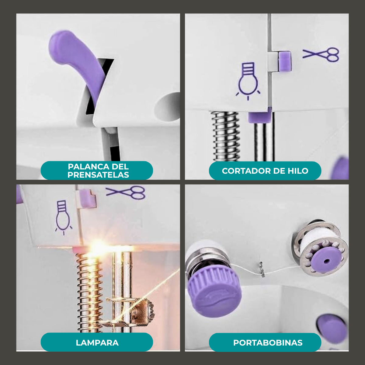 Máquina de Coser SEW-12ST con Pedal, Luz y Retroceso 110V/220V 1200mA - Imagen 5