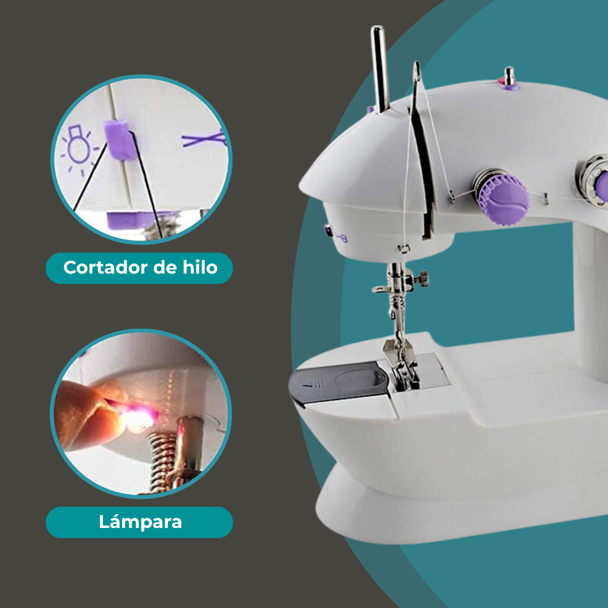 Máquina de Coser SEW-12ST con Pedal, Luz y Retroceso 110V/220V 1200mA - Imagen 6